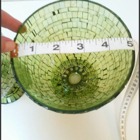 Crate & Barrel Mosaic Glass Hurricane Candle - Picture 3 of 5